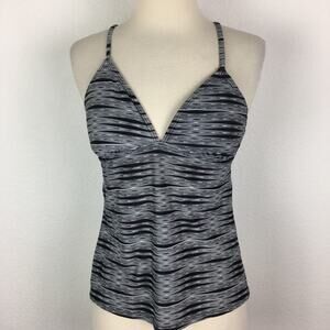 Athleta Black & White Stripe Swim Top Small